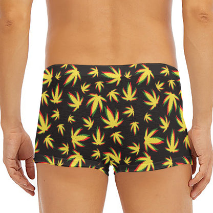 Trippy Weed Leaf Pattern Print Men's Short Boxer Briefs