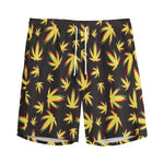 Trippy Weed Leaf Pattern Print Men's Sports Shorts