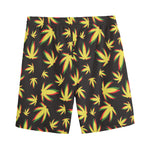 Trippy Weed Leaf Pattern Print Men's Sports Shorts