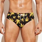 Trippy Weed Leaf Pattern Print Men's Swim Briefs