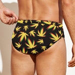 Trippy Weed Leaf Pattern Print Men's Swim Briefs