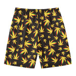 Trippy Weed Leaf Pattern Print Men's Swim Trunks