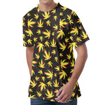 Trippy Weed Leaf Pattern Print Men's Velvet T-Shirt