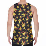 Trippy Weed Leaf Pattern Print Men's Velvet Tank Top