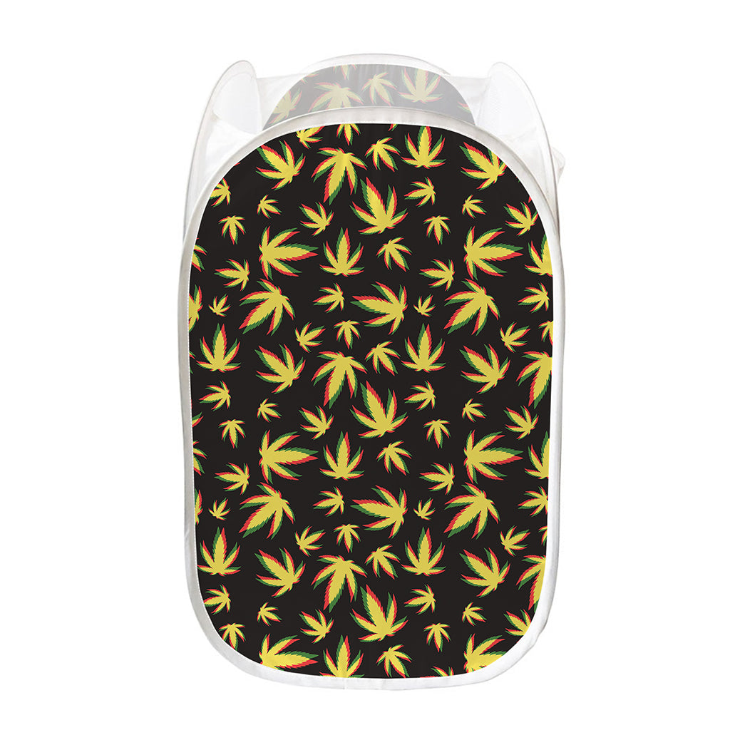 Trippy Weed Leaf Pattern Print Mesh Laundry Hamper