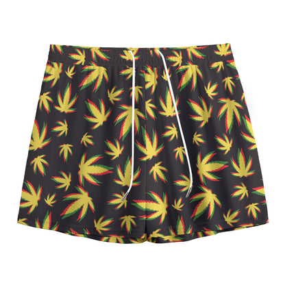 Trippy Weed Leaf Pattern Print Mesh Shorts