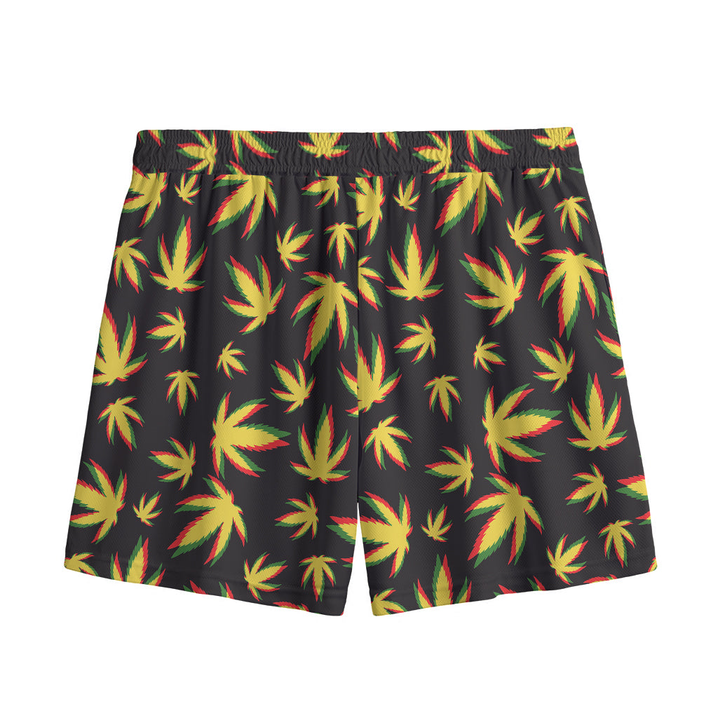 Trippy Weed Leaf Pattern Print Mesh Shorts
