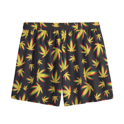 Trippy Weed Leaf Pattern Print Mesh Shorts