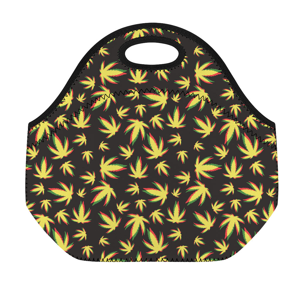 Trippy Weed Leaf Pattern Print Neoprene Lunch Bag
