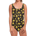 Trippy Weed Leaf Pattern Print One Piece Swimsuit