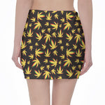 Trippy Weed Leaf Pattern Print Pencil Mini Skirt