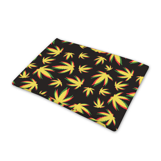 Trippy Weed Leaf Pattern Print Pet Cooling Mat Cover