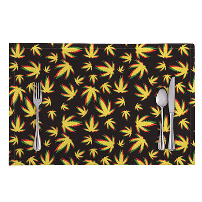 Trippy Weed Leaf Pattern Print Placemat