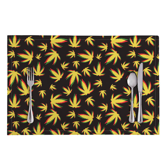 Trippy Weed Leaf Pattern Print Placemat