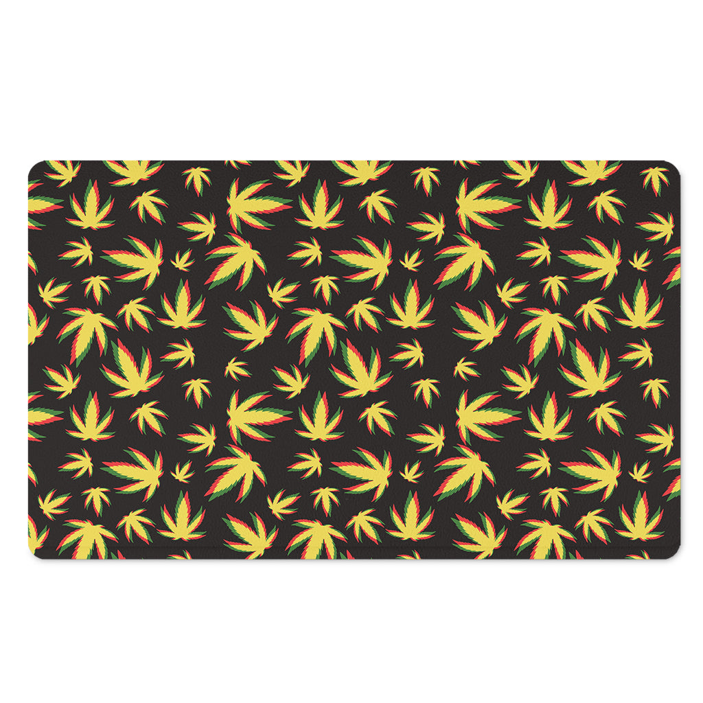 Trippy Weed Leaf Pattern Print Polyester Doormat