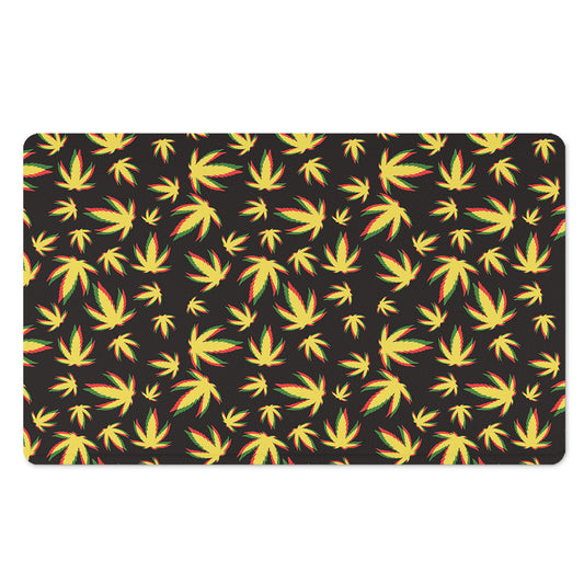 Trippy Weed Leaf Pattern Print Polyester Doormat
