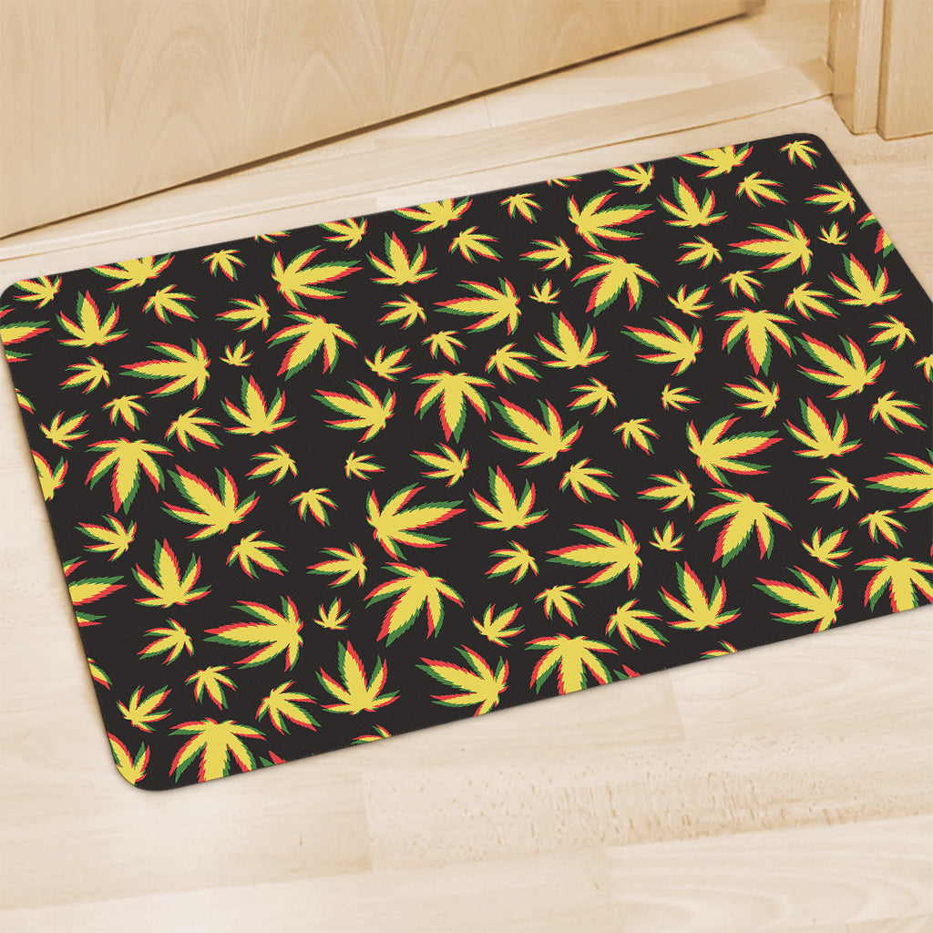 Trippy Weed Leaf Pattern Print Polyester Doormat