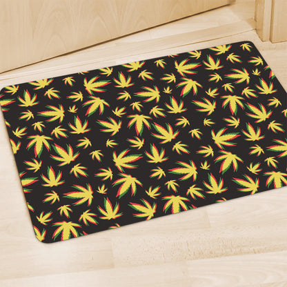 Trippy Weed Leaf Pattern Print Polyester Doormat
