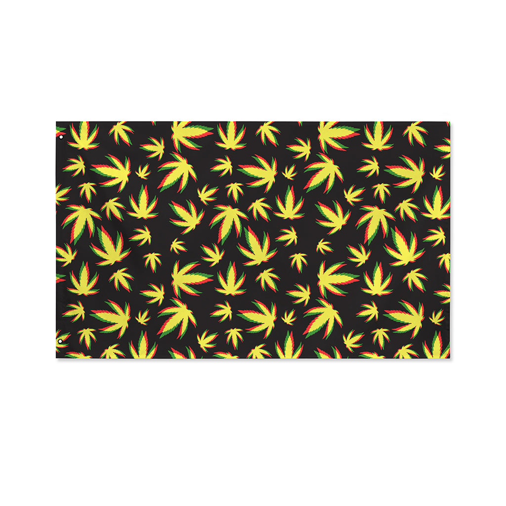 Trippy Weed Leaf Pattern Print Polyester Flag