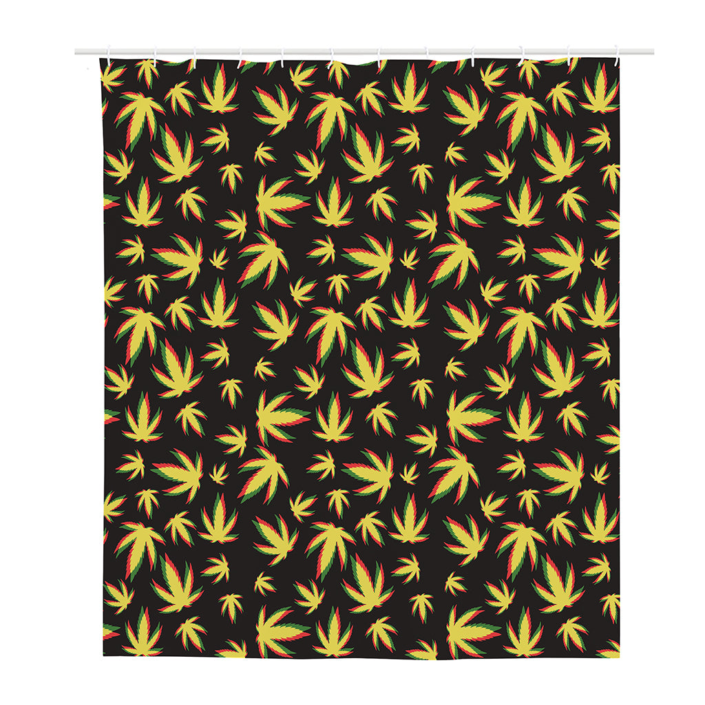 Trippy Weed Leaf Pattern Print Polyester Shower Curtain