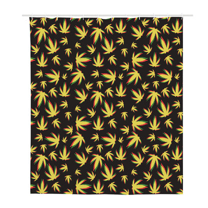 Trippy Weed Leaf Pattern Print Polyester Shower Curtain