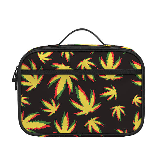 Trippy Weed Leaf Pattern Print Portable Lunch Bag