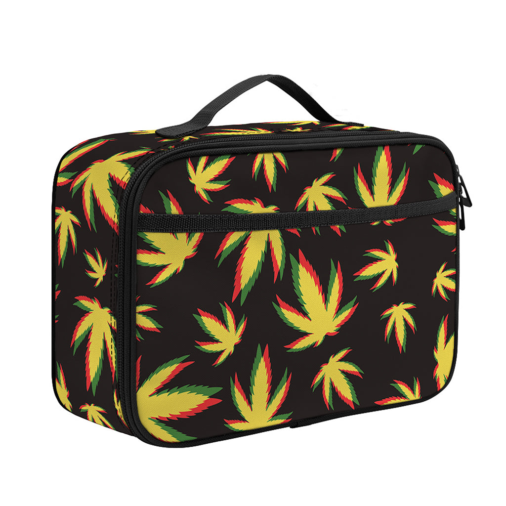 Trippy Weed Leaf Pattern Print Portable Lunch Bag