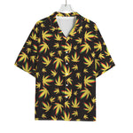 Trippy Weed Leaf Pattern Print Rayon Hawaiian Shirt