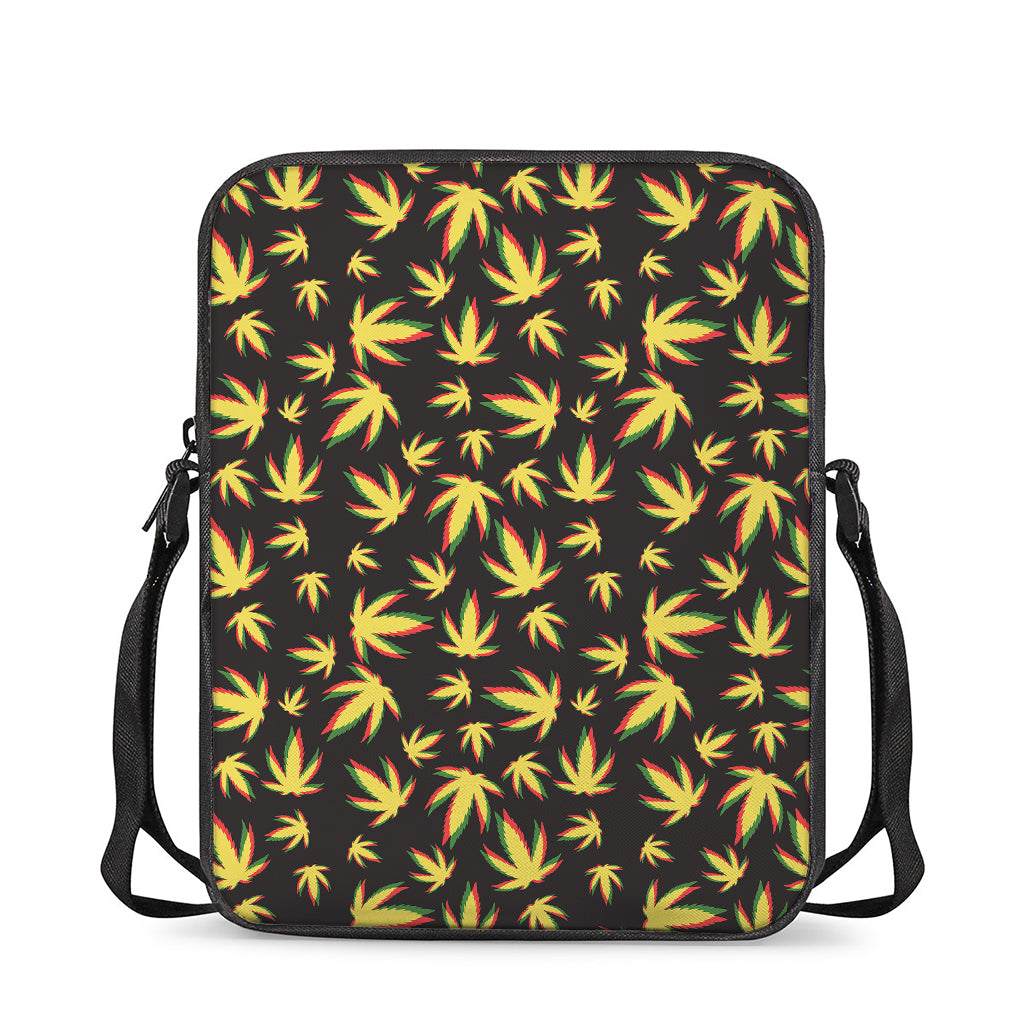 Trippy Weed Leaf Pattern Print Rectangular Crossbody Bag