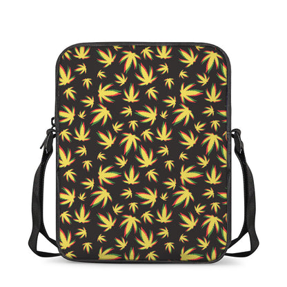 Trippy Weed Leaf Pattern Print Rectangular Crossbody Bag