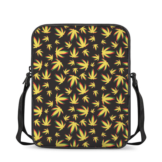 Trippy Weed Leaf Pattern Print Rectangular Crossbody Bag
