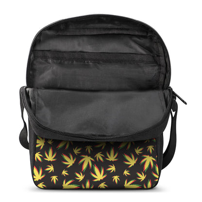 Trippy Weed Leaf Pattern Print Rectangular Crossbody Bag