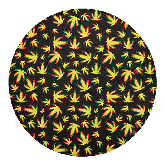 Trippy Weed Leaf Pattern Print Round Blanket
