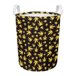 Trippy Weed Leaf Pattern Print Round Laundry Basket