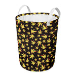 Trippy Weed Leaf Pattern Print Round Laundry Basket