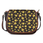 Trippy Weed Leaf Pattern Print Saddle Bag