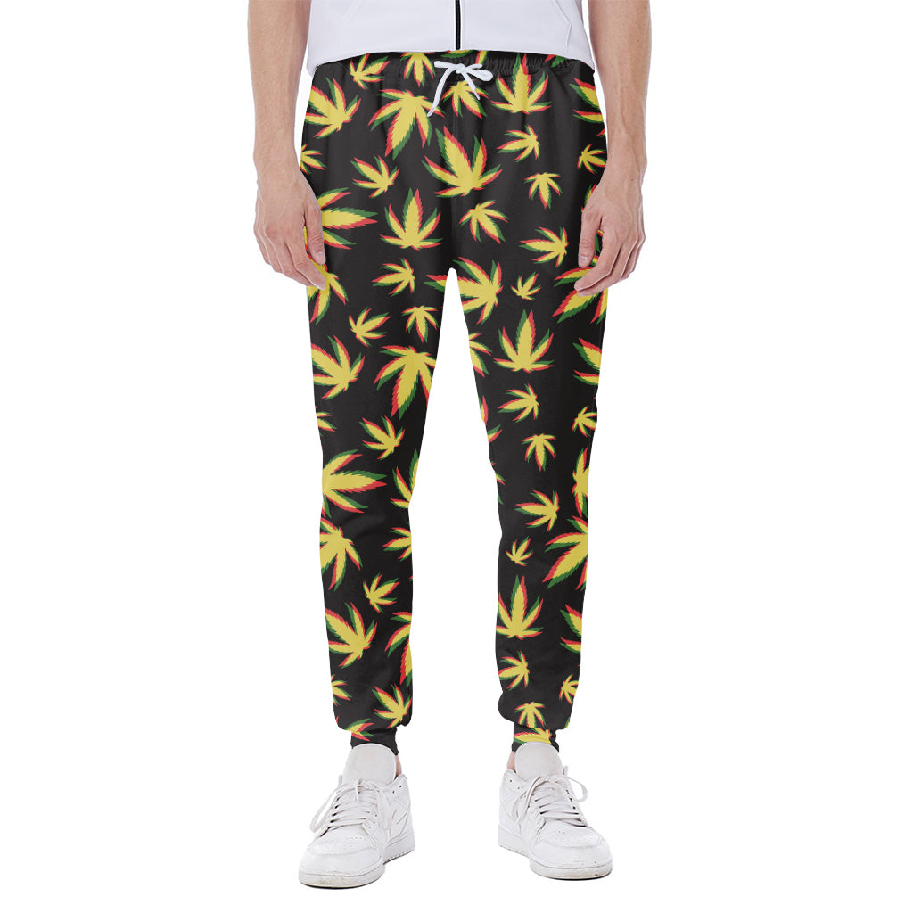 Trippy Weed Leaf Pattern Print Scuba Joggers