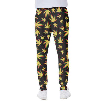Trippy Weed Leaf Pattern Print Scuba Joggers