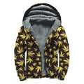 Trippy Weed Leaf Pattern Print Sherpa Lined Zip Up Hoodie