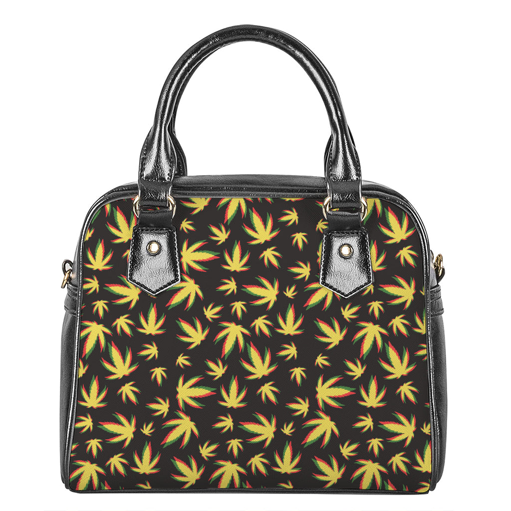Trippy Weed Leaf Pattern Print Shoulder Handbag