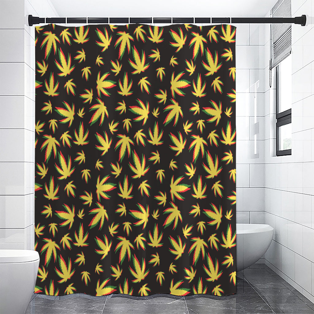 Trippy Weed Leaf Pattern Print Shower Curtain