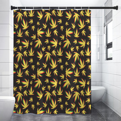 Trippy Weed Leaf Pattern Print Shower Curtain