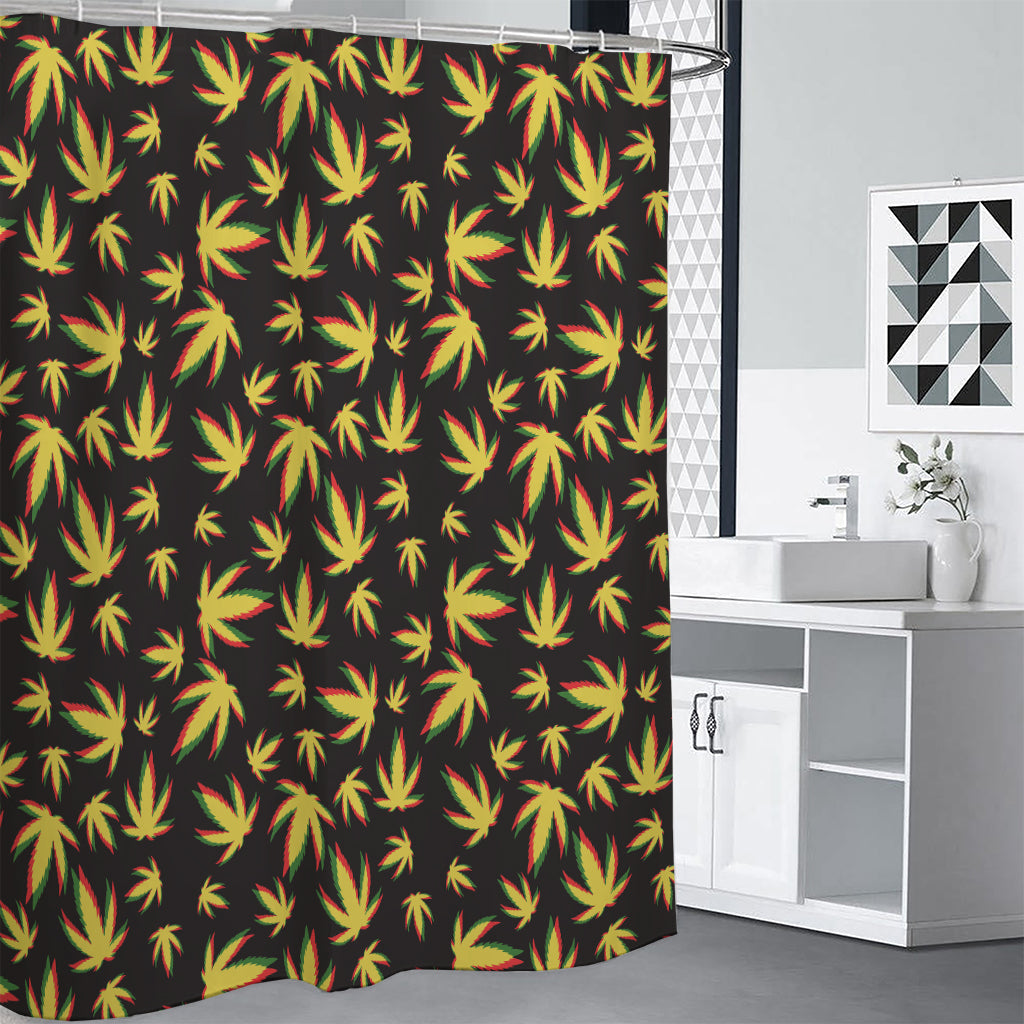 Trippy Weed Leaf Pattern Print Shower Curtain