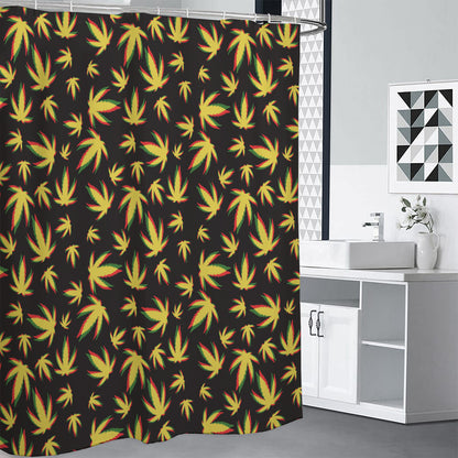 Trippy Weed Leaf Pattern Print Shower Curtain