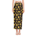 Trippy Weed Leaf Pattern Print Side Slit Maxi Skirt