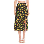 Trippy Weed Leaf Pattern Print Side Slit Midi Skirt