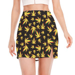 Trippy Weed Leaf Pattern Print Side Slit Mini Skirt