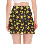 Trippy Weed Leaf Pattern Print Side Slit Mini Skirt