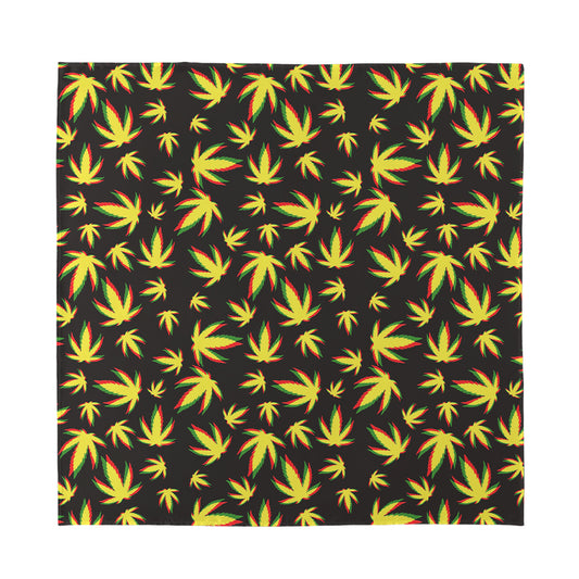 Trippy Weed Leaf Pattern Print Silk Bandana