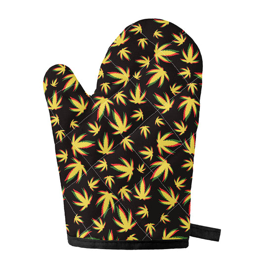 Trippy Weed Leaf Pattern Print Single Oven Mitt